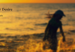 A gauzy photograph of two children playing in the surf. The sun is setting and they are mostly swallowed in shadow