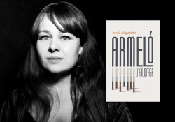 A photograph of Thórdís Helgadóttir and the cover to her book Armelo