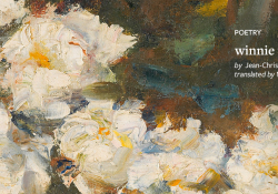 A detail from an oil painting of white flowers