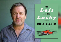 Willy Vlautin with the cover to his book The Left and the Lucky