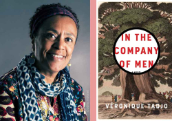 A photo of Véronique Tadjo juxtaposed with the cover to her book, In the Company of Men