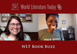 A snapshot of the third episode of Book Buzz with hosts Laura and Bunmi smiling