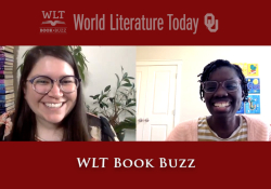 A title screen for the WLT Book Buzz from World Literature Today