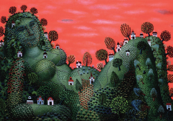 Tamas Galambos, Summer, 1981, oil on canvas. A detail from Galambos’s painting also appears on the cover of García Marquez’s One Hundred Years of Solitude reprinted by Penguin London in 2000. 