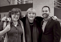 Ellen Elias-Bursać, Dubravka Ugresšić, and Chad Post at the 2016 Neustadt Festival banquet.