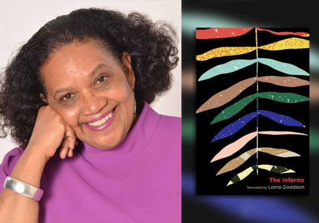 Lorna Goodison with the cover to her translation of The Inferno